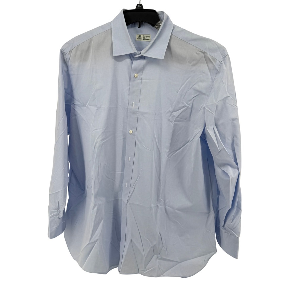 Luigi Borrelli Napoli Dress Shirt Mens 19 48 Blue Hand Made Italy Money luxury